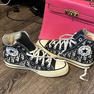 Black and White High-Top Sneakers